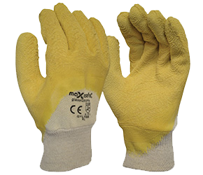 MAXISAFE GLOVES GLASS GRIPPER LATEX YELLOW DOUBLE DIPPED CARDED